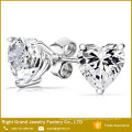 Customzies Stainless Steel Prong Set Clear Heart Cubic Zircon Stud Earrings Jewelry